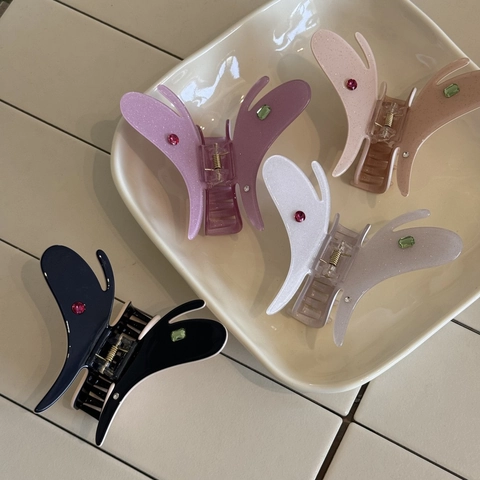 Pinza per Capelli a Farfalla in Acetato per Donna Fermaglio Grande con Strass Luccicanti Accessori per Acconciature alla Moda