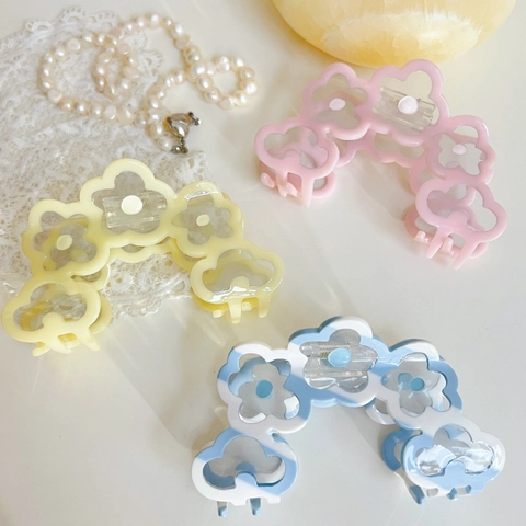 Süße Acetat Blumen Haarklammer Elegante Transparente Florale Haarkralle Hohl Haarschmuck Für Damen Tägliches Haarstyling