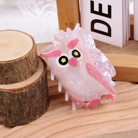 Pinza para el Cabello en Forma de Pájaro de Acetato Acrílico para Mujer Dibujos Animados Búho Loro Águila Accesorio