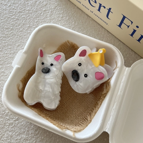 Cute Cartoon Animal Dog Acetate Hair Claw Clip For Women Artificial Pearl White Bear Shaped Shark Clip Fashion Hair Styling Accessories