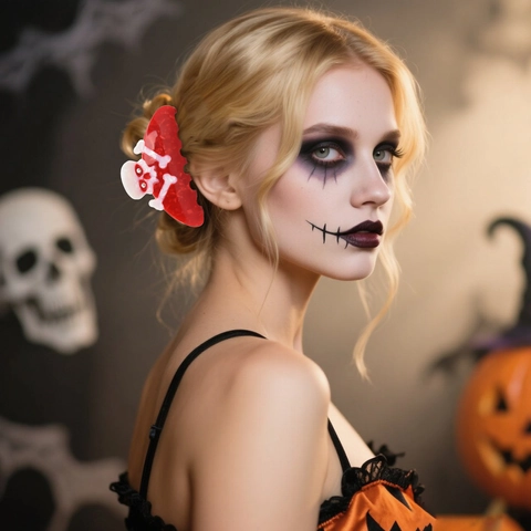 Halloween Totenkopf Acetat Haarkralle Für Damen Gothic Knochen Strass Große Haarklammer Styling Haarschmuck