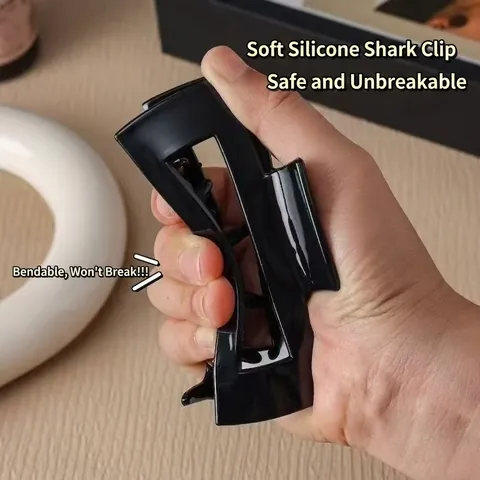 Pinza per Capelli in Silicone Flessibile Infrangibile Rettangolare Traforata Clip a Squalo per Donna Accessori Styling Opachi