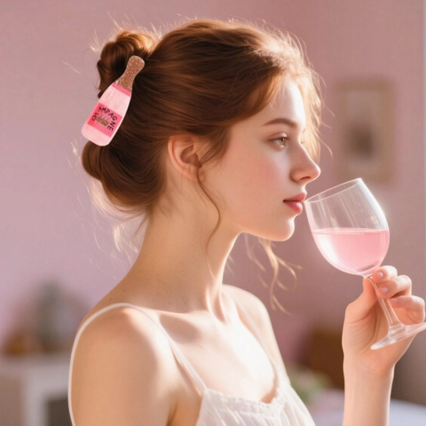 Kreative Rosa Champagnerflasche Haarklammer Marmoriert Zelluloseacetat Haarschmuck Elegante Neuheit Haargreifer Für Damen