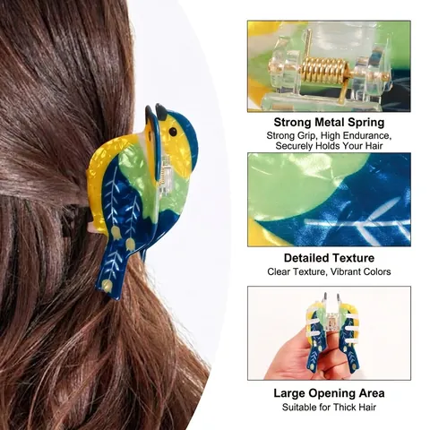 Süße Vogel Haarklammer Aus Acetat Tierform Marmor Textur Großer Haargriff Für Dickes Haar Damen Haarschmuck Geschenk