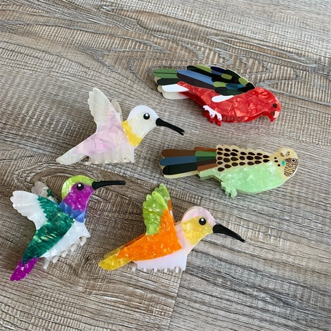 Acetat Vogel Haarkralle Kolibri Papagei Geformt Große Haarklammer Mode Bunte Tier Haarschmuck Für Damen Hairstyling
