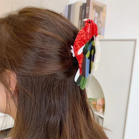 Acetat Vogel Haarkralle Kolibri Papagei Geformt Große Haarklammer Mode Bunte Tier Haarschmuck Für Damen Hairstyling