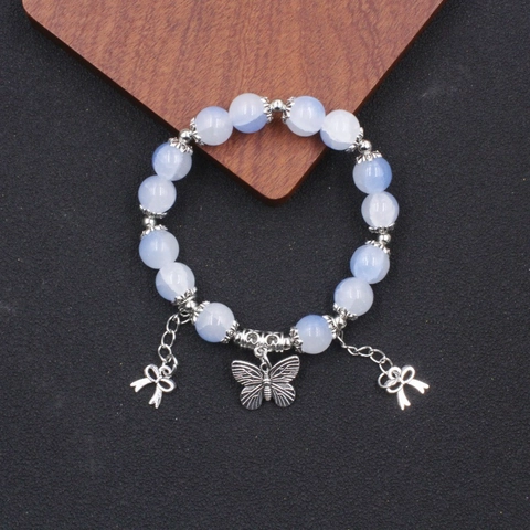 Schmetterling Perlenarmband Lampwork Glas Legierung Schmetterling Anhänger Süße Schleife Quaste Armband Damen Schmuck Geschenk