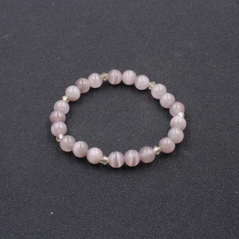 Handgefertigt Rosa Katzenaugenstein Perlenarmband Für Damen Elegant Elastisch Kristallperlen Naturstein Charm Armband Schmuck Geschenk