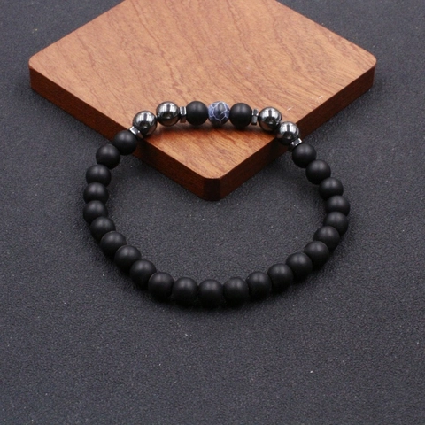 Cavigliera con Perline in Pietra Naturale Fatta a Mano per Uomo Donna Magnetite Ematite Pietra Opaca Catena Piede Elastica Gioielli Viaggio Stile Boho