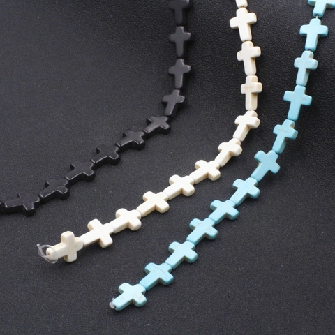Synthetic Turquoise Cross Shape Loose Beads Vintage Retro Religious Style Beads For Jewelry Making DIY Accessory Supplies