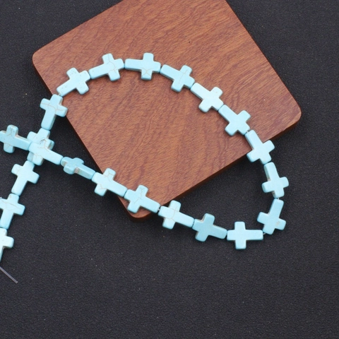 Synthetic Turquoise Cross Shape Loose Beads Vintage Retro Religious Style Beads For Jewelry Making DIY Accessory Supplies