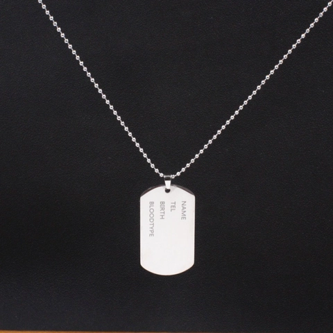 Stainless Steel Dog Tag Necklace Engraved ID Pendant Personalized Bead Chain Hip Hop Jewelry For Men Daily Accessories