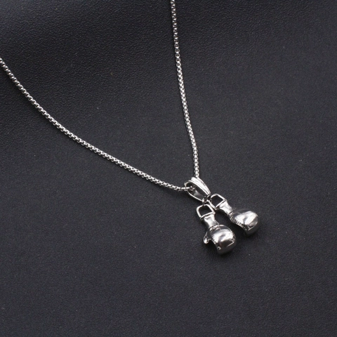 Boxing Glove Pendant Necklace Men's Stainless Steel Alloy Hip Hop Punk Style Sports Fitness Jewelry Gold Silver Necklace
