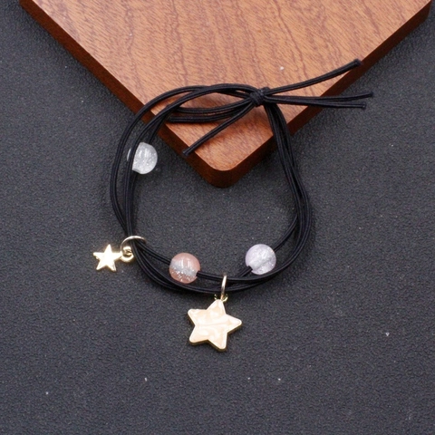 Traumhafter Stern Legierung Harz Perlen Elastisches Armband Mehrschichtiges Haargummi Für Damen Mädchen Mode Schmuck Hand Deko