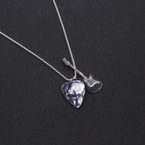 Collana con Pendente a Plettro per Chitarra Rock in Acciaio Inossidabile Punk Hip Hop Gioielli Stile Musicale Uomo Donna