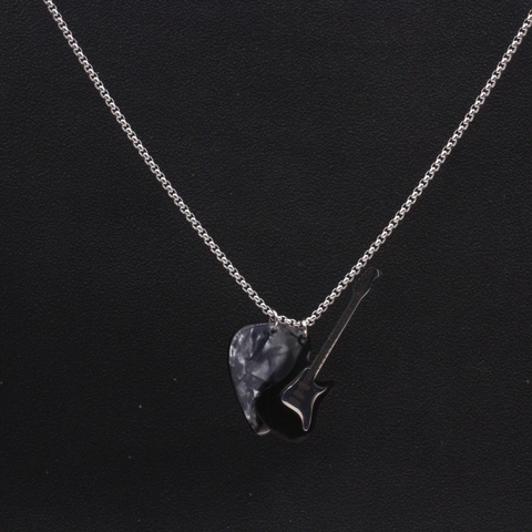 Collana con Pendente a Plettro per Chitarra Rock in Acciaio Inossidabile Punk Hip Hop Gioielli Stile Musicale Uomo Donna