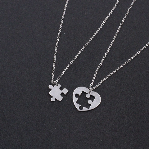 Edelstahl Herz Puzzle Paar Anhänger Halskette Set Für Herren Damen Valentinstag Geschenk Passende Kette Schmuck
