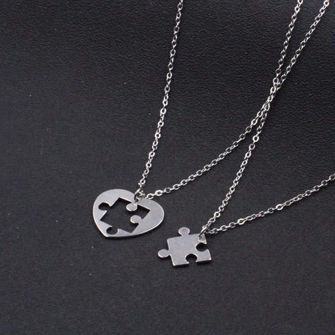 Edelstahl Herz Puzzle Paar Anhänger Halskette Set Für Herren Damen Valentinstag Geschenk Passende Kette Schmuck