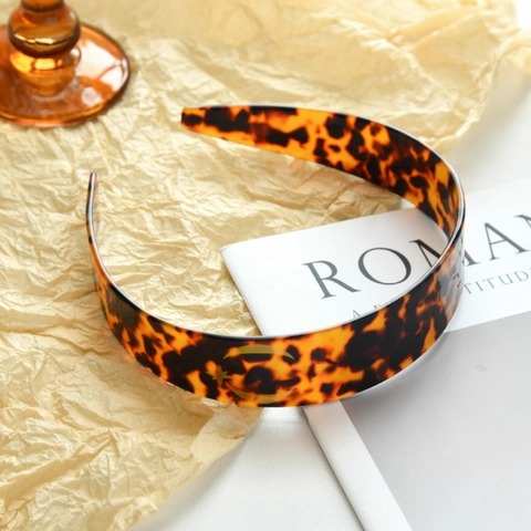 Retro Tortoise Shell Wide Headband For Women French Style Thickened Non-Slip Hair Hoop Gold Moon Star Hair Accessories