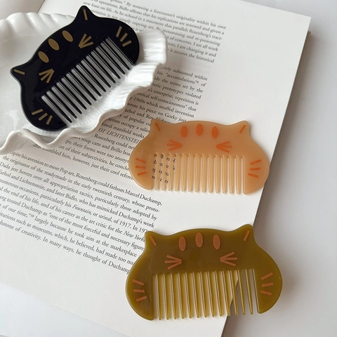 Pettine per Capelli a Forma di Gatto Spazzola Portatile Antistatica Mini Strumento per Acconciature in Resina per Donna Ragazza