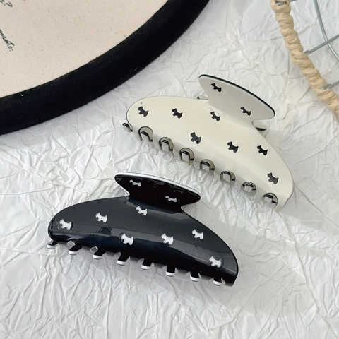 Pinza per Capelli in Acetato con Motivo Cane Terrier Scozzese Francese Retro Accessorio per Capelli Donna