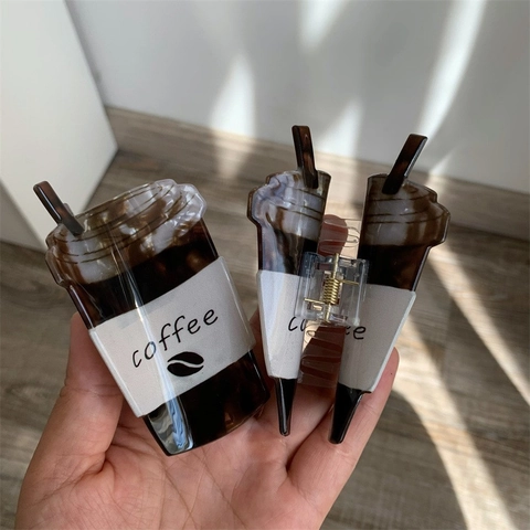 Creativi Mollette per Capelli in Acrilico a Forma di Tazza di Caffè e Sassofono Fatti a Mano Marrone Bronzo Accessori Capelli Donna