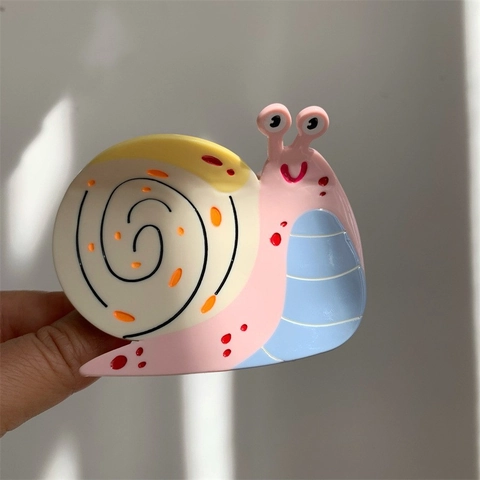 Creative Cartoon Snail Acetate Hair Claw Clip For Women Large Colorful Polka Dot Pattern Hair Grip Shark Clip Accessory
