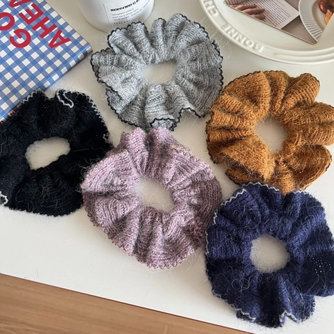 Elastico per Capelli a Maglia Consistenza Mohair Grande Con Bordo a Contrasto per Donna Accessori Capelli Autunno Inverno