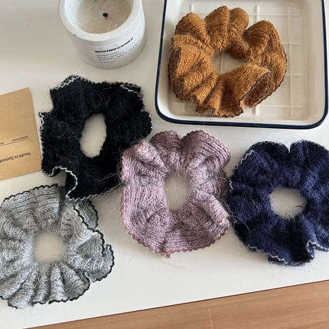 Elastico per Capelli a Maglia Consistenza Mohair Grande Con Bordo a Contrasto per Donna Accessori Capelli Autunno Inverno