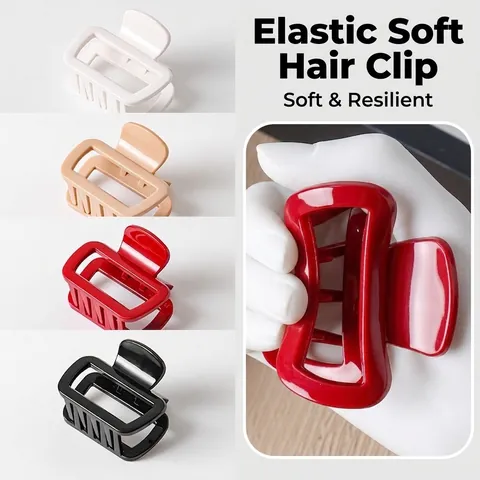 Pinza para el Cabello Grande de Plástico para Mujer Rectángulo Hueco Pasadores de Cabello Color Sólido Moda Diaria Accesorios