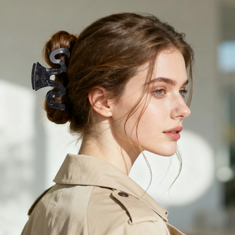 Große Wellenform Haarkralle Für Damen Eleganter Marmor-Textur Rutschfeste Haarklammer Französischer Stil Mode Haarschmuck