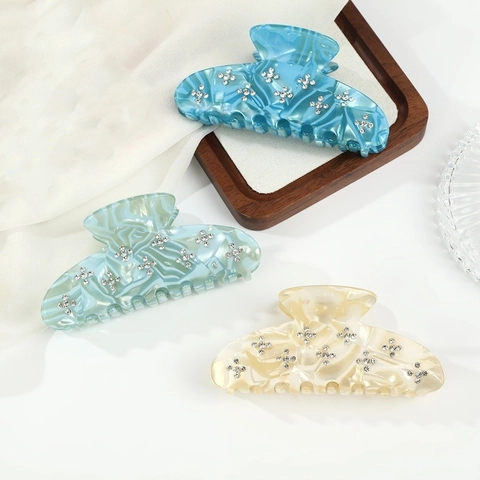 Pinza per Capelli in Acetato con Motivo Marmo Stella di Strass Elegante Molletta per Capelli da Donna Accessori per Capelli Grandi