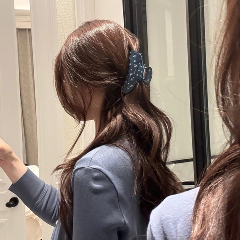 Pince per Capelli in Acetato Blu Marino a Fiori Con Strass Elegante Piccola Grande Clip a Squalo Fiocco Ovale Triangolo Gioielli Donna