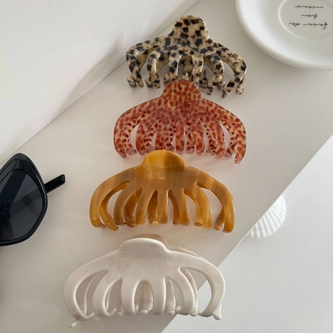 Pinza per Capelli Grande in Acetato Vintage Elegante Stampa Leopardata Tartarugato Clip a Squalo High End Inspessita per Donna