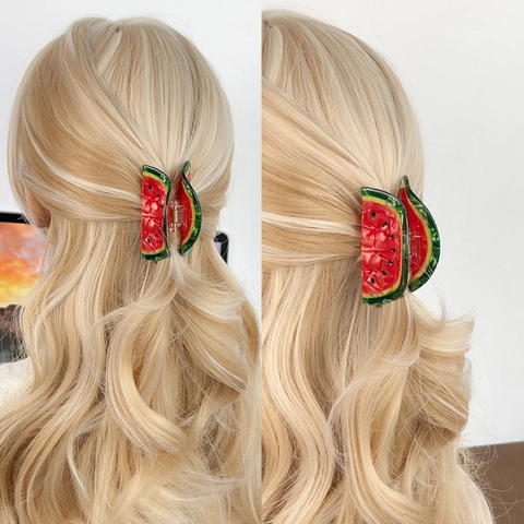 Molletta per Capelli in Acetato di Cellulosa a Forma di Anguria Carina Estate Squalo Clip Accessori per Capelli Donna