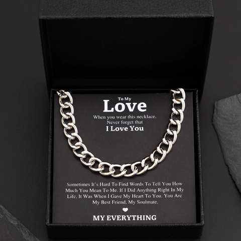 Collar de Cadena de Eslabones Cubanos de Aleación de Plata para Hombre Con Caja de Regalo Premium y Tarjeta de Mensaje Joyería Hip Hop