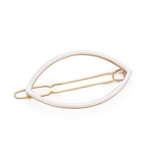 Pinza para el Pelo Elipse Geométrica Minimalista de Aleación para Mujer Vintage Francés Esmaltado Oro Metal Pinza Lateral Joyería