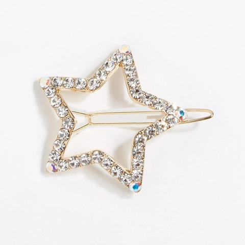 Fermaglio per Capelli in Lega con Strass a Stella Traforata Fermaglio Laterale in Metallo Geometrico per Donna Gioielli