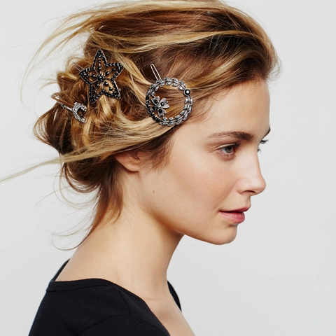 Fermagli per Capelli in Lega Vintage con Strass Stella Geometrica Tonda Luna Freccia Forcine per Donna Ragazze Matrimonio