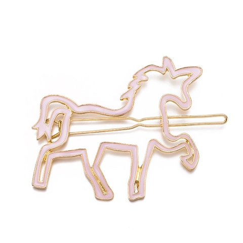 Legering Roze Eenhoorn Haarclip Goud Verguld Emaille Druppel Simplistisch Schattig Dier Haaraccessoires Voor Vrouwen Kinderen Sieraden