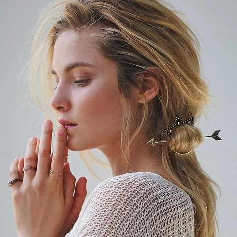 Vintage Legierung Pfeil Krone Haarstab Minimalistisch Geometrisch Hohl Rund Haarnadel Für Damen Mädchen Haarschmuck Dutt Zubehör