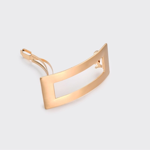 Fermaglio per Capelli Rettangolare Geometrico Minimalista in Metallo Lega Galvanizzato Texture Spazzolata Moda Donna Gioielli