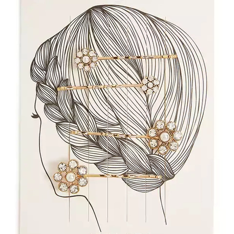 Molletta per Capelli a Fiore in Lega per Donna Elegante Strass Perla Artificiale Forcine Margherita Floreale Oro Argento Accessori per Capelli