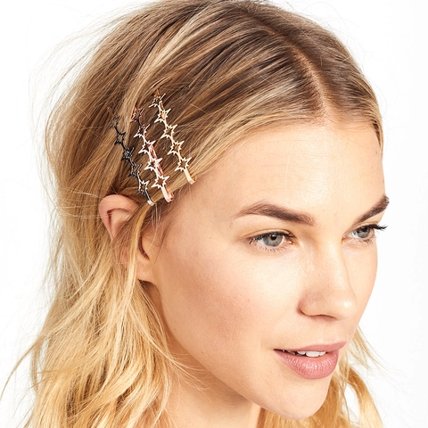 Minimalistische Geometrische Stern Raute Haarklammer Legierung Galvanisierte Seitenklammer Gold Silber Roségold Modischer Haarschmuck Für Damen