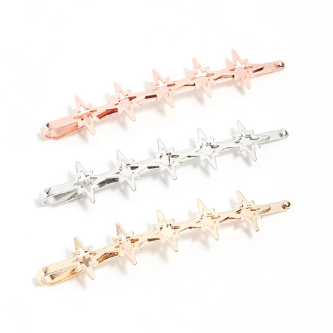 Minimalistische Geometrische Stern Raute Haarklammer Legierung Galvanisierte Seitenklammer Gold Silber Roségold Modischer Haarschmuck Für Damen