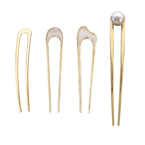 Minimalistische Legering U-Vormige Haarstok Voor Dames Elegante Geometrische Haarkam Metalen Haarpeld Voor Knot Styling