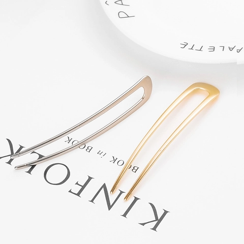 Minimalistische Legering U-Vormige Haarstok Voor Dames Elegante Geometrische Haarkam Metalen Haarpeld Voor Knot Styling