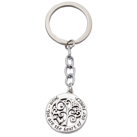 Mama Du Bist Das Herz Unserer Familie Hohler Lebensbaum Metall Schlüsselanhänger Muttertag Geschenk Damen Silber Herz Anhänger