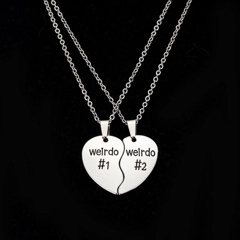 Collana con Pendente a Cuore Puzzle in Lega Acciaio Inossidabile weirdo Big Little Sis Incisa Portachiavi Amicizia Gioielli