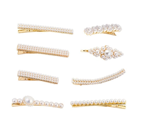 Fermagli per Capelli in Lega con Perle Artificiali Stile Coreano Oro Argento Galvanizzato con Strass a Becco d'Anatra Accessori per Capelli Donna